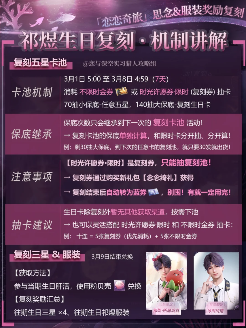 抽卡必看‼️祁煜生日复刻机制一篇有！PP模拟器免费试玩入口《恋与深空》(图2)